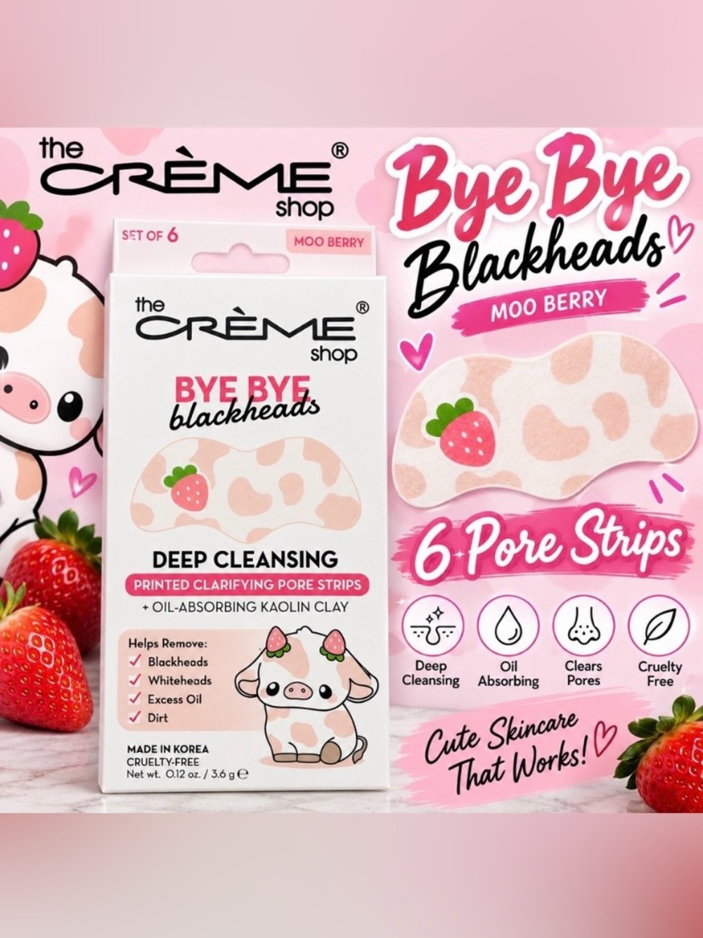 Crème Shop Bye Bye Blackheads Deep Cleansing Pore Strips  New